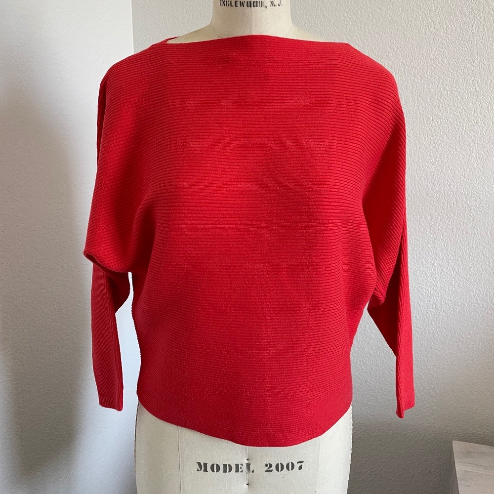 Vince Camuto - Coral Colored Dolman Sleeve Rib Knit Sweater